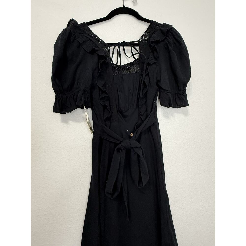 Free People Endless Summer Crochet Ruffle Maxi Dress Festival Boho Flowy Size L - Picture 7 of 8